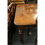Small Victorian mahogany rectangular pull-out extending dining table on turned tapering supports