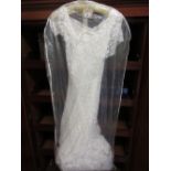 Early to mid 20th Century lace work wedding dress with underskirt