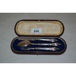 Victorian silver three piece Christening set in original fitted case