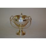 Good quality silver three handled pedestal trophy cup,