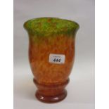 English mottled Art Glass ribbed vase