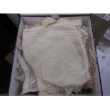 Quantity of 19th Century babies lace trimmed bonnets,