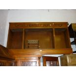 Reproduction yew wood dwarf open bookcase together with another similar smaller bookcase