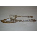Victorian silver fish slice and fork,