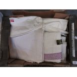 Box containing a quantity of various vintage bed sheets etc