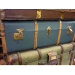 Blue canvas covered and bentwood travel case