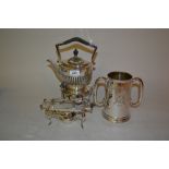 Silver plated spirit kettle on stand,