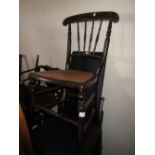 Pair of 19th Century spindle back bedroom chairs with cane seats, corner wall bracket,