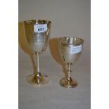 Two silver pedestal goblets with presentation and trophy inscriptions