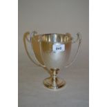 Plain Birmingham silver two handled pedestal trophy cup,