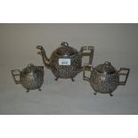 19th Century Indian silver (sterling mark) three piece tea service,