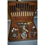 Six place setting canteen of silver plated Fiddle and Thread pattern cutlery by Cristofle,
