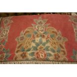 Chinese rectangular pink floral rug with borders, 3.5ft x 5.