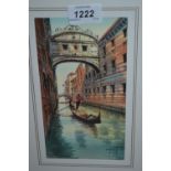 Three small framed watercolours, views of Venice together with a pair of watercolours,