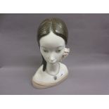 Lladro porcelain bust of a girl with floral headdress