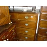 Edwardian mahogany and line inlaid straight front chest of two short and three long drawers with