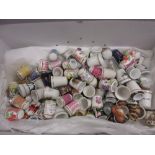 Collection of porcelain and other thimbles