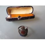 Royal Engineers enamel decorated ring together with a gold mounted amber cheroot holder