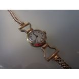 Ladies 9ct gold wristwatch with gold bracelet strap