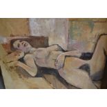 20th Century oil on board, study of a female nude, 24ins x 24ins,