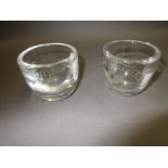 Pair of 19th / early 20th Century Masonic toasting glasses with engraved Masonic crest No.