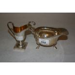 Modern Birmingham silver sauce boat and a Birmingham silver pedestal cream jug