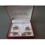 Cased set of 14ct gold mother of pearl mounted cufflinks with dress studs