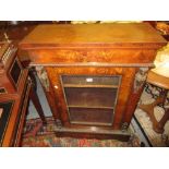 Victorian walnut marquetry inlaid and ormolu mounted pier cabinet with a single glazed panelled