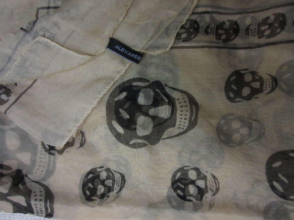 Alexander McQueen silk chiffon skulls pattern scarf / shawl