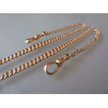 9ct Gold curb link watch chain with two clips