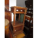 19th Century French oak bedside cabinet with marble inset top above a single drawer,