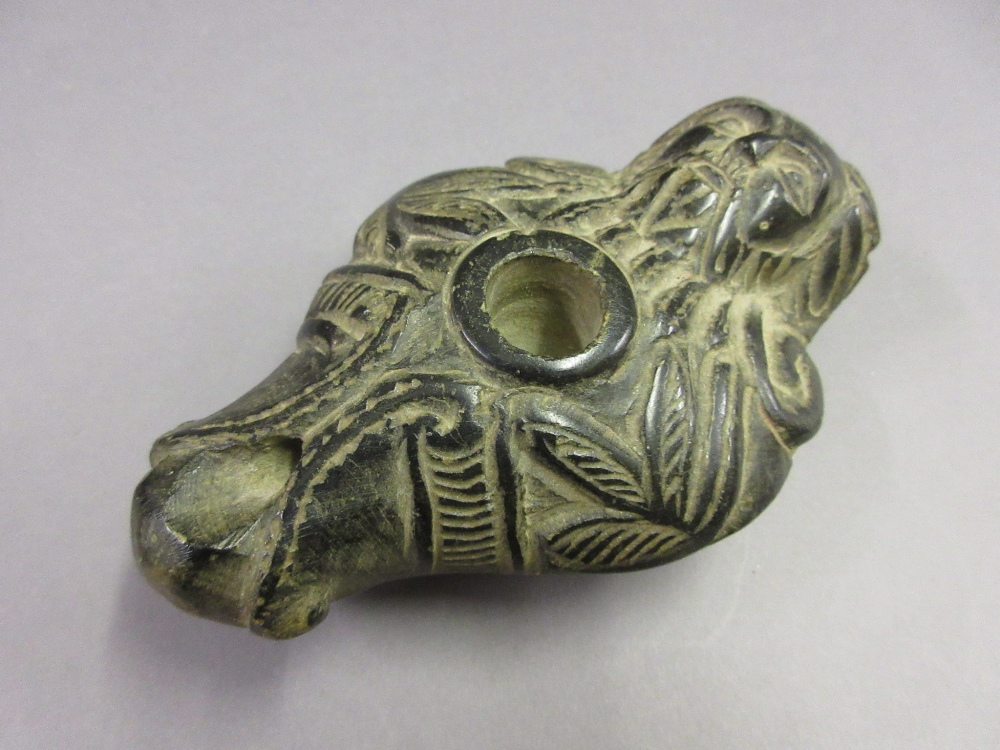 Carved soapstone oil lamp