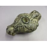 Carved soapstone oil lamp