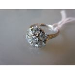 18ct White gold seven stone diamond flowerhead cluster ring, approximately 1.