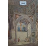 Watercolour, view of the interior of St. Veiths Chapel, indistinctly signed, 13ins x 9.