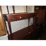 19th Century mahogany bow fronted side table with two frieze drawers raised on square tapering