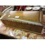 Walnut and parquetry inlaid cigar box,