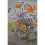 Albert Houghton, group of five various watercolours, still life studies of summer flowers,