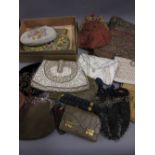 Collection of various tapestry, beaded and other evening bags,