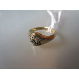 19th Century gold gypsy style ring set rose cut diamonds