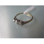 18ct Yellow gold three stone diamond ring