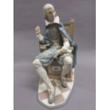 Lladro Limited Edition porcelain figure of Shakespeare seated in a chair (slight damage) with