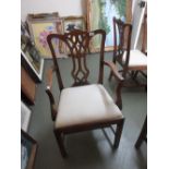 Set of six (four plus two) 19th Century mahogany dining chairs in George III style with pierced