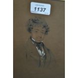 19th Century watercolour, portrait of a young man (a/f), another,