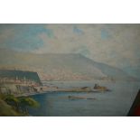 Mid 20th Century oil on canvas, Mediterranean harbour scene,