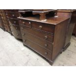 19th Century mahogany straight front chest of two short and three long graduated drawers with knob