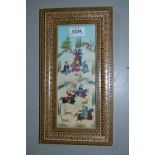 Late 20th Century Mogul watercolour in decorative frame, modern oil on canvas,