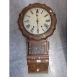 Late 19th Century American walnut and inlaid drop-dial wall clock with two train movement (for