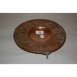 19th Century circular copper salver embossed with nude female figures