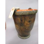 19th Century copper mounted leather bucket